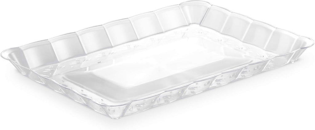 9 x 13 Inch Clear Plastic Serving Tray | Elegant Rectangular Food Display Platter