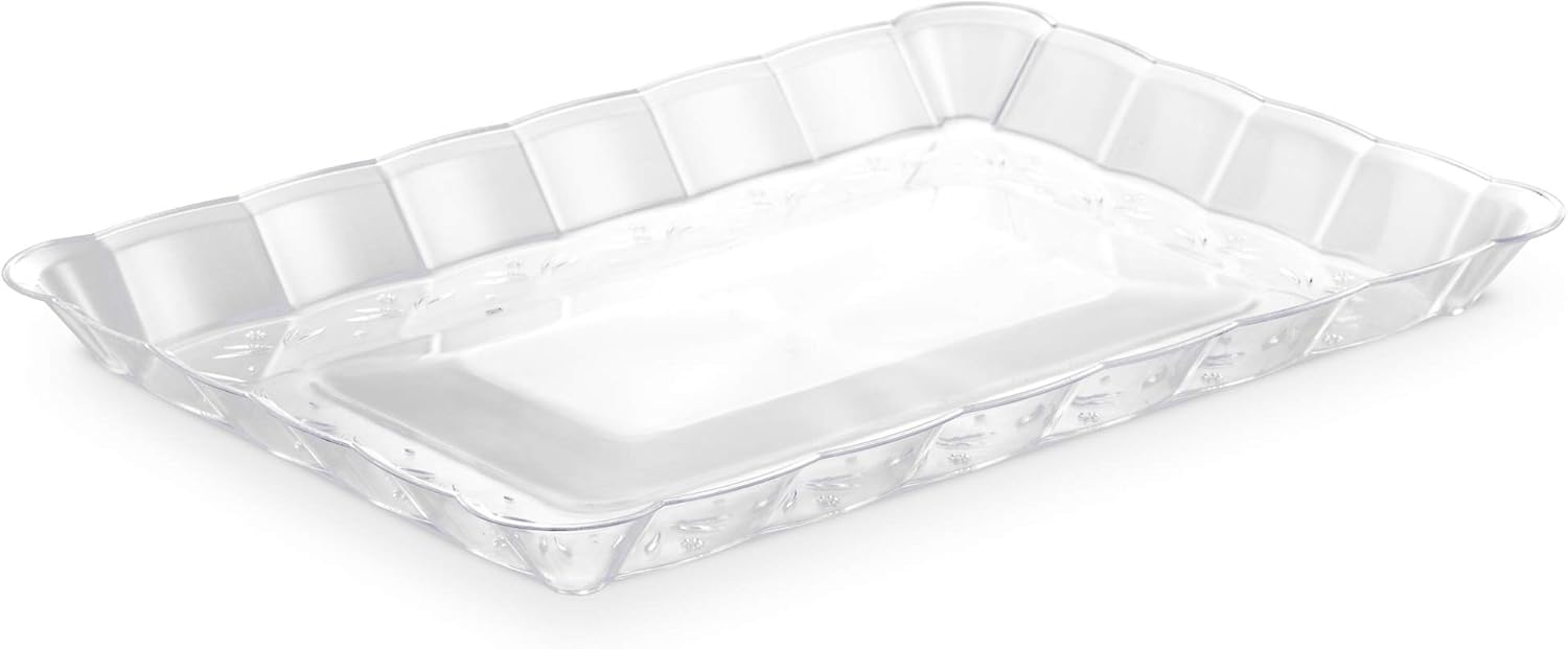 9 x 13 Inch Clear Plastic Serving Tray | Elegant Rectangular Food Display Platter