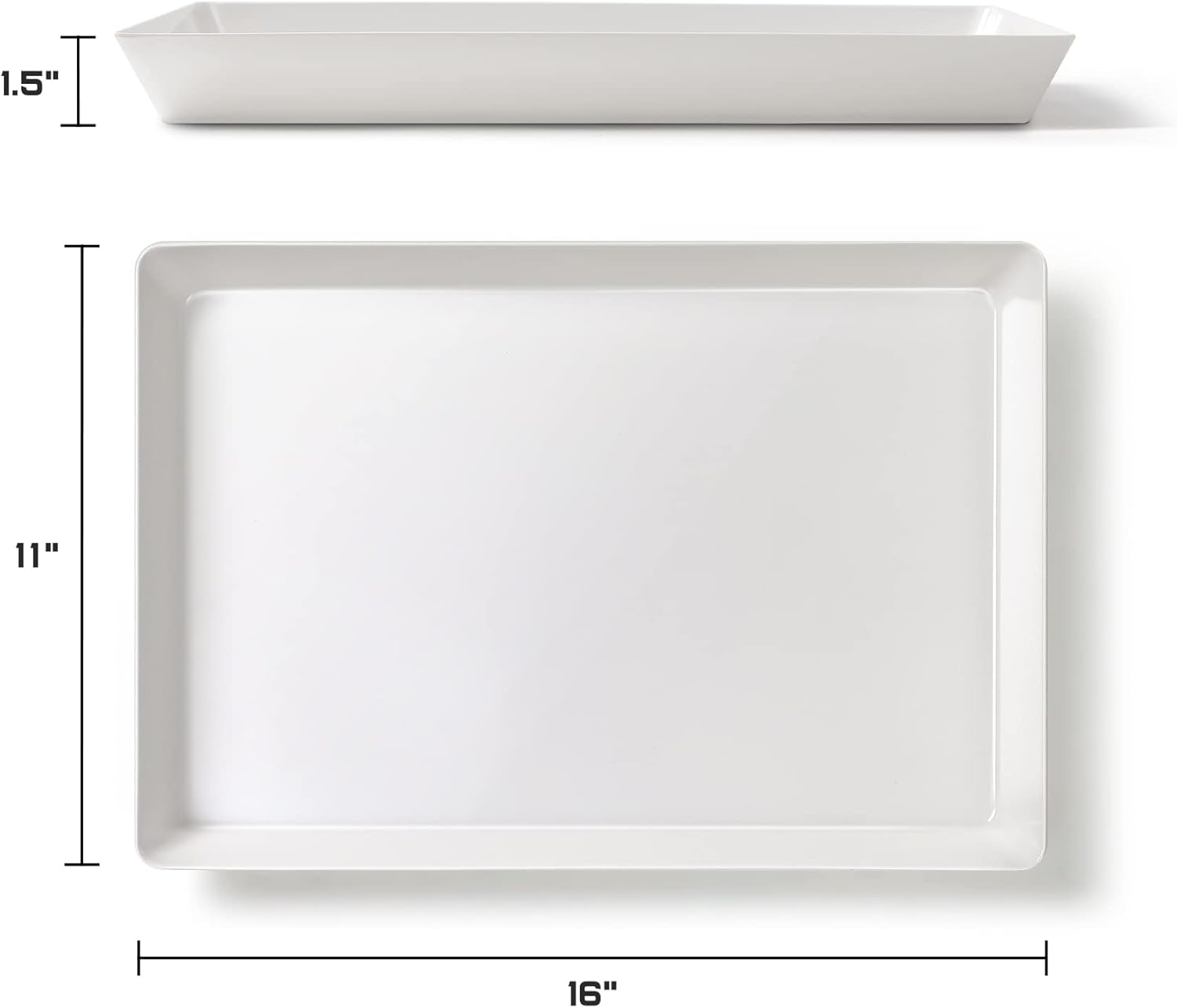 Modern Minimalist Rectangular White Serving Tray – 16"x11"x1.5" | Multipurpose Storage and Dining Organizer