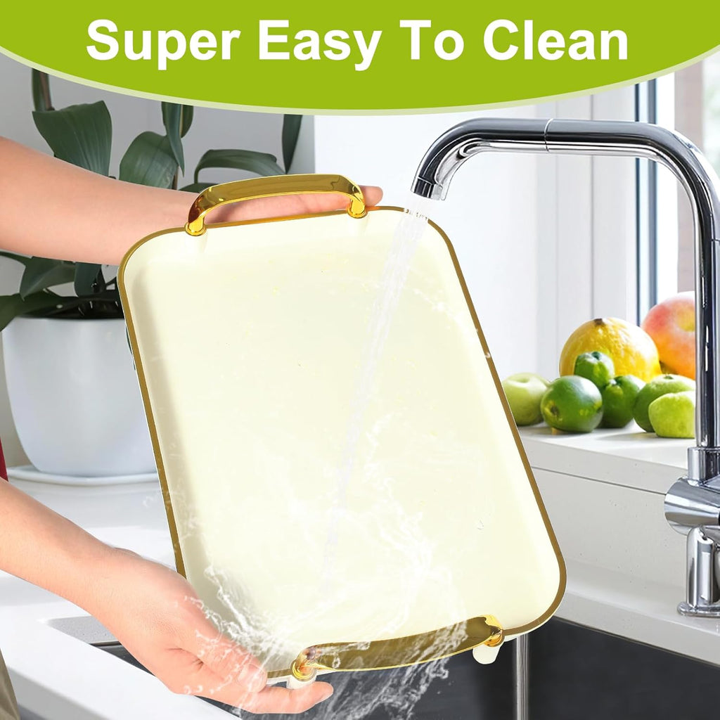 Elegant Gold-Edged Serving Tray Set (3 Sizes) with Handles | Decorative Display & Utility Trays